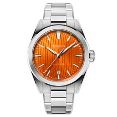 Tusenö Windseeker Orange, orange dual-surface dial on steel bracelet