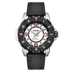 Addies MY-057 with silver case, black bezel, white dial and black fabric strap