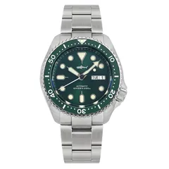 Heimdallr SKX007 Applied with green sunray dial and green bezel on 3-link bracelet