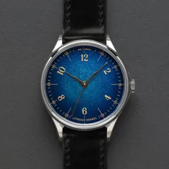 anOrdain Model 1 41mm Blue Fumé, vitreous enamel dial, on black shell cordovan strap
