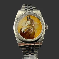 Cincinnati Watch Company Year of the Horse Apollo II, brown horse's head with a white blaze on a golden-orange enamel dial, on a five-link bracelet