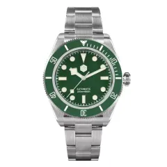 San Martin SN008-G-B with light green dial and green bezel on bracelet