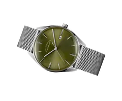 ELKA D05-1001, sunbrushed olive green dial, on Milanese mesh