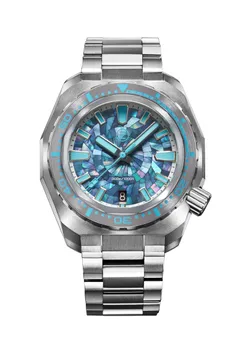 Zelos Hammerhead V3 300m Ti, teal mother-of-pearl mosaic dial