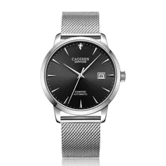Cadisen C8097 automatic with black dial on a steel mesh bracelet