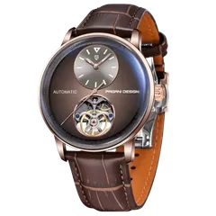 Pagani Design PD-1796 with brown-grey dial and rose-gold-tone case on brown leather strap