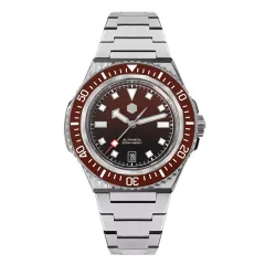 San Martin SN0146-G 41mm diver with gradient brown dial, brown ceramic bezel and date at 6 on bracelet