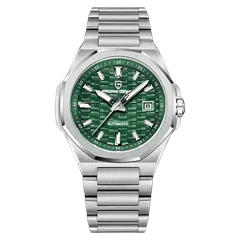 Pagani Design PD-YS023 with green basket-weave dial on integrated steel bracelet