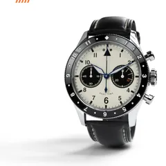 Hemel Hawkeye Chronograph, full lume parchment white dial, black ceramic bezel