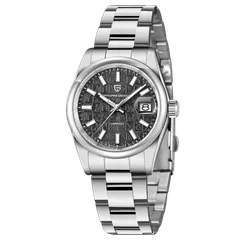 Pagani Design PD-1794M with black monogram-textured dial and polished steel bezel