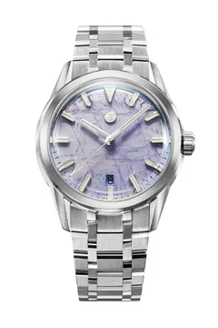 Zelos Helica 39 Kyanite, pale kyanite stone dial, on faceted steel bracelet
