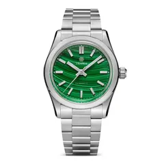 Traska Commuter 34 with malachite stone dial, front view