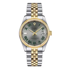 Cadisen C8211 with slate grey dial, gold-tone fluted bezel and two-tone jubilee bracelet