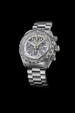 Zelos Hammerhead Chrono in steel, meteorite dial and meteorite bezel insert, on steel bracelet