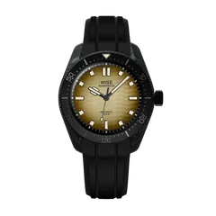 Wise Adamascus AD8121CB in forged carbon, light sand brown gradient wavy dial, on black FKM rubber strap