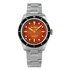 San Martin SN004-G-V3 with leather-texture dial and gold pencil hands