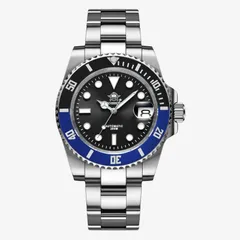 Addiesdive H3AC with black dial and a two-tone black and blue ceramic dive bezel (Two Color Sub listing photo)