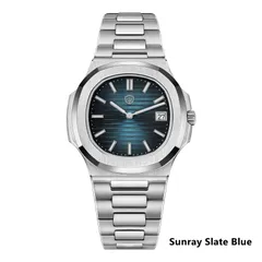 Watchdives WD0013 with slate blue sunray dial