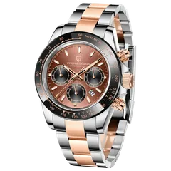 Pagani Design PD-1644 Gold, two-tone rose gold with brown dial and black bezel