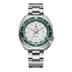 Addiesdive AD2507 with white striped dial and green ceramic bezel