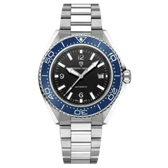Pagani Design PD-YS034 with black dial and blue bezel on steel bracelet