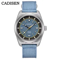 Cadisen C8246 with blue-grey dial on a light blue canvas strap