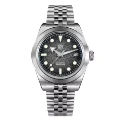 San Martin SN0053-G2 39mm with textured gray gradient dial on five-link jubilee bracelet