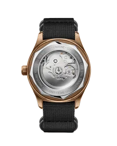 Undone Basecamp Bronze see-through steel caseback marked CuSn8 bronze case, showing the NH35A movement