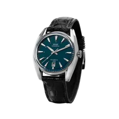 Wise Adamascus AD761A in 904L steel, deep green-blue enamel dial, on black crocodile strap