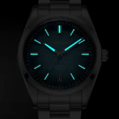 Addiesdive AD2091 lume shot, hands and baton indexes glowing blue