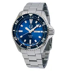 Islander Ameriquartz Dive Watch ISL-101 with blue sunburst dial and blue ceramic bezel
