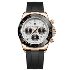 Pagani Design PD-1664 with rose-gold-tone case and meteorite-pattern dial on rubber strap