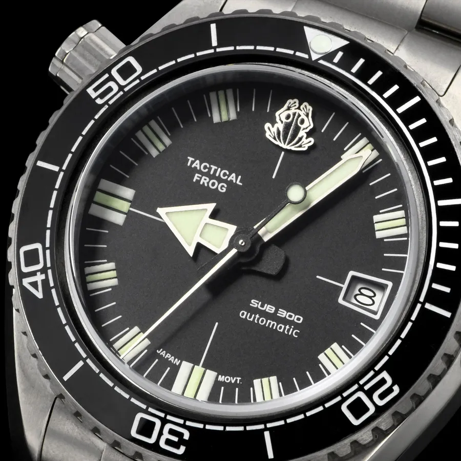Tactical Frog Titanium SUB300 Vintage Diver H36 with black dial and black ceramic dive bezel