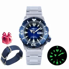 Heimdallr Sharkey Ocean Monster with blue dial and blue bezel on steel bracelet