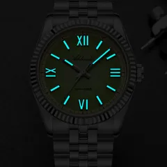 Addiesdive AD2535 lume shot, numerals, markers and hands glowing blue