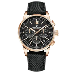 Pagani Design PD-YS008 with rose-gold-tone case and black dial on black textile strap