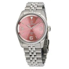 Islander Manhasset with sunburst pink 3-6-9 dial on 5-link steel bracelet