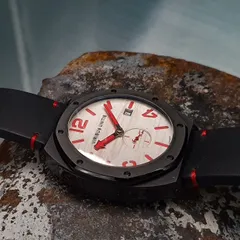 Viribus Unitis IR73, black PVD case, white dial with red accents