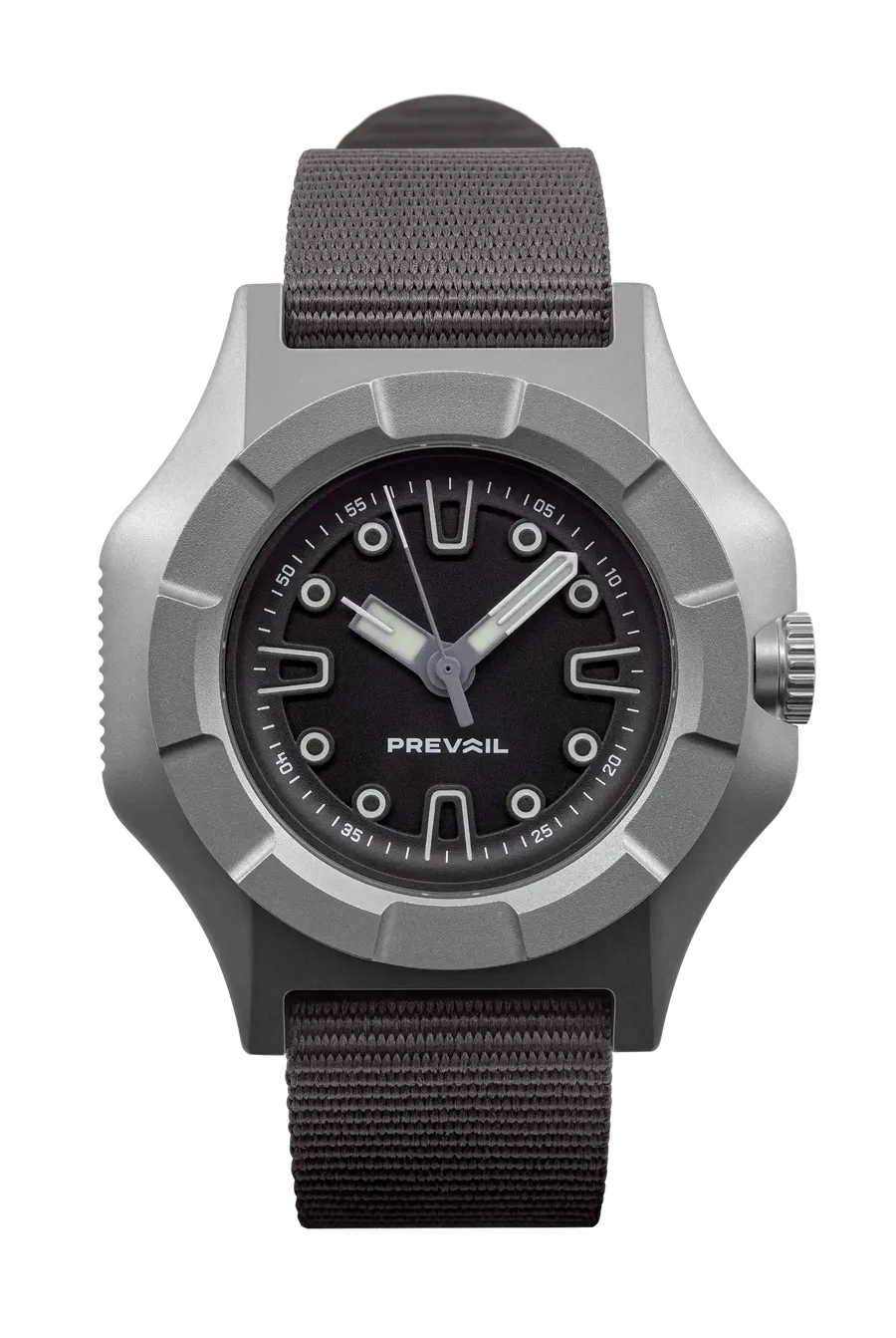 Prevail Onward Tactical, standard black dial, on pass-through nylon strap