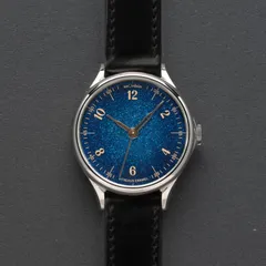 anOrdain Model 1 35mm Blue Fumé, vitreous enamel dial, on black shell cordovan strap