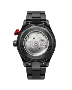 Undone Aero Worldtimer Lindbergh see-through caseback on the black bracelet
