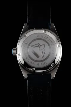 Pook Slava Ukraini caseback engraved Slava Ukraini and In Your Heart, Hope Is Safe