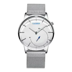 Cadisen C2029 with white dial and small seconds on a steel mesh bracelet