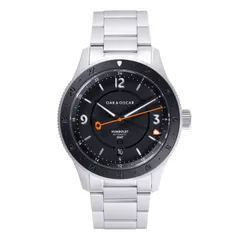 Oak & Oscar Humboldt GMT 2026 Chicago Edition, black dial and black 24-hour bezel, on steel bracelet