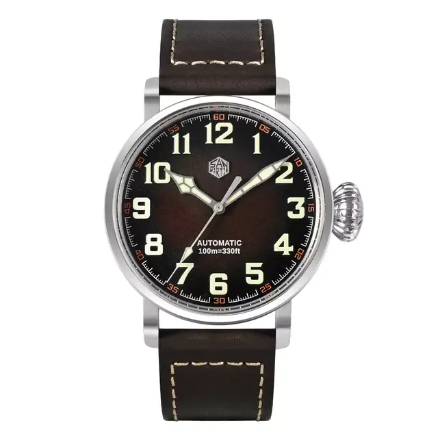 San Martin SN095-G-DA 44.5mm pilot with YN55A, brown gradient dial and central seconds