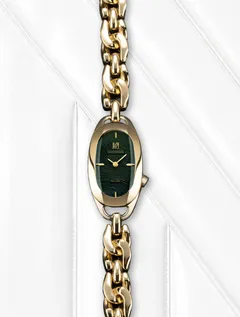 March LA.B Oblongue Drapée Emerald, gold PVD case
