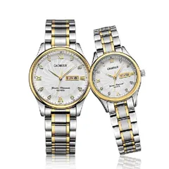 Cadisen C2012ML couple's set, men's C2012 and 30mm ladies' watch with white dials in two-tone cases