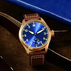 San Martin SN037 with blue sunburst Type A dial on brown leather
