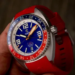 Ocean Crawler Core Diver GMT Swiss Automatic, Red/Blue