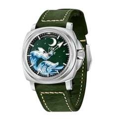 Pagani Design PD-YS014 with green dial and steel-tone case on green leather strap